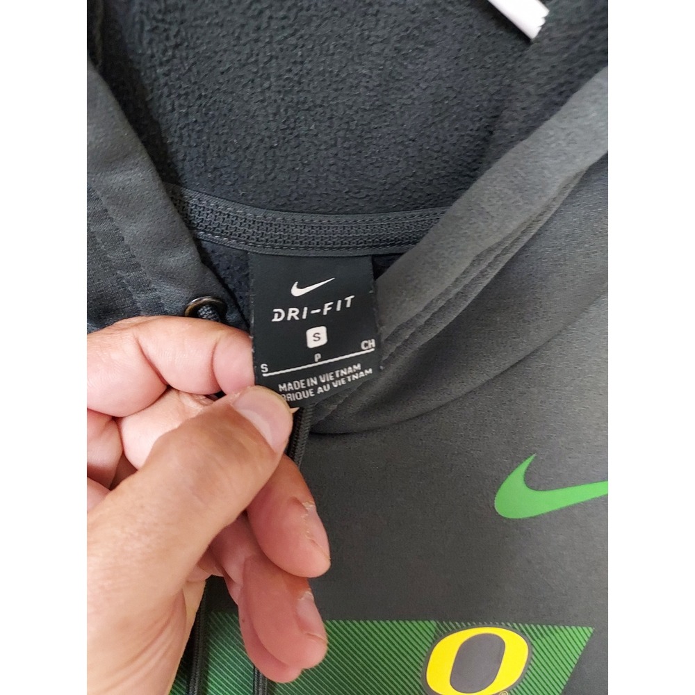 Oregon Ducks Hoodie Mens Small Nike NCAA On Field Dri Fit Fleece Black Gray S - Picture 3 of 10